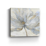 40" Soft Blue and Grey Flower with Gold Details Canvas Wall Art