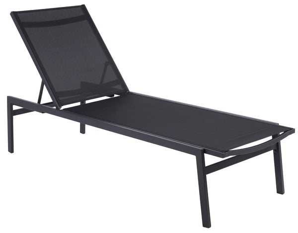 Santorini Waterproof Mesh Fabric / Aluminum Contemporary Black Resilient Mesh Waterproof Fabric Outdoor Patio Aluminum Mesh Chaise Lounge Chair - 24.5" W x 80" D x 15" H