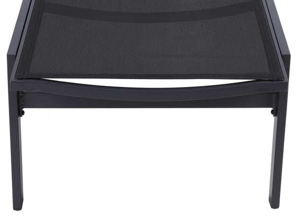 Santorini Waterproof Mesh Fabric / Aluminum Contemporary Black Resilient Mesh Waterproof Fabric Outdoor Patio Aluminum Mesh Chaise Lounge Chair - 24.5" W x 80" D x 15" H