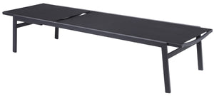 Santorini Waterproof Mesh Fabric / Aluminum Contemporary Black Resilient Mesh Waterproof Fabric Outdoor Patio Aluminum Mesh Chaise Lounge Chair - 24.5" W x 80" D x 15" H