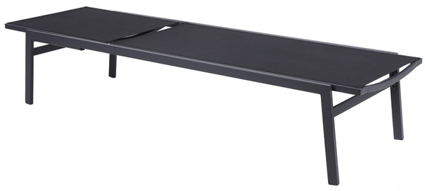 Santorini Waterproof Mesh Fabric / Aluminum Contemporary Black Resilient Mesh Waterproof Fabric Outdoor Patio Aluminum Mesh Chaise Lounge Chair - 24.5" W x 80" D x 15" H