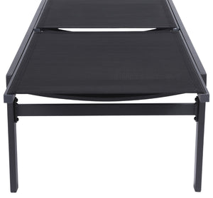 Santorini Waterproof Mesh Fabric / Aluminum Contemporary Black Resilient Mesh Waterproof Fabric Outdoor Patio Aluminum Mesh Chaise Lounge Chair - 24.5" W x 80" D x 15" H