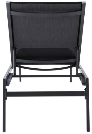 Santorini Waterproof Mesh Fabric / Aluminum Contemporary Black Resilient Mesh Waterproof Fabric Outdoor Patio Aluminum Mesh Chaise Lounge Chair - 24.5" W x 80" D x 15" H