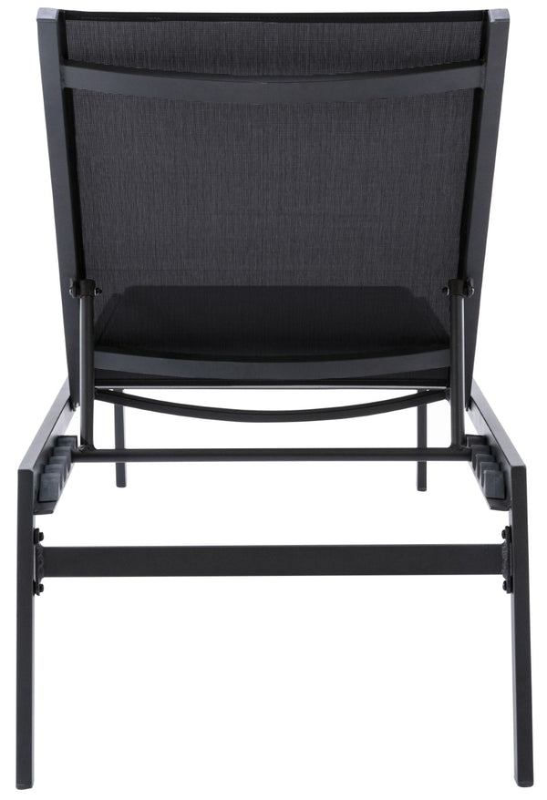 Santorini Waterproof Mesh Fabric / Aluminum Contemporary Black Resilient Mesh Waterproof Fabric Outdoor Patio Aluminum Mesh Chaise Lounge Chair - 24.5" W x 80" D x 15" H