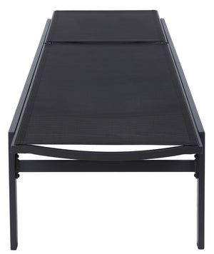 Santorini Waterproof Mesh Fabric / Aluminum Contemporary Black Resilient Mesh Waterproof Fabric Outdoor Patio Aluminum Mesh Chaise Lounge Chair - 24.5" W x 80" D x 15" H
