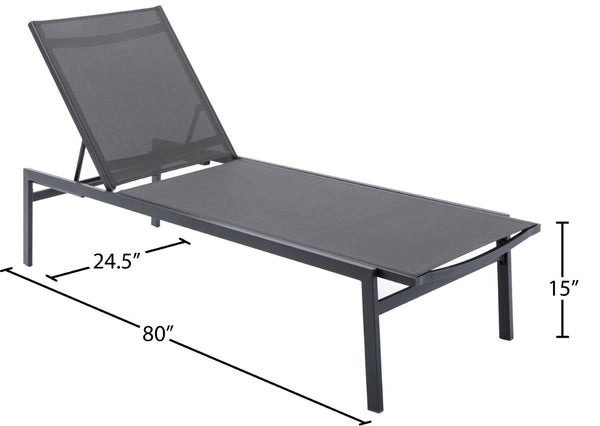 Santorini Waterproof Mesh Fabric / Aluminum Contemporary Grey Resilient Mesh Waterproof Fabric Outdoor Patio Aluminum Mesh Chaise Lounge Chair - 24.5" W x 80" D x 15" H