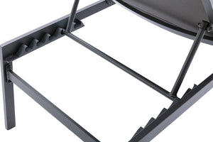 Santorini Waterproof Mesh Fabric / Aluminum Contemporary Grey Resilient Mesh Waterproof Fabric Outdoor Patio Aluminum Mesh Chaise Lounge Chair - 24.5" W x 80" D x 15" H