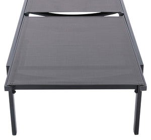 Santorini Waterproof Mesh Fabric / Aluminum Contemporary Grey Resilient Mesh Waterproof Fabric Outdoor Patio Aluminum Mesh Chaise Lounge Chair - 24.5" W x 80" D x 15" H