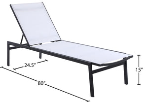 Santorini Waterproof Mesh Fabric / Aluminum Contemporary White Resilient Mesh Waterproof Fabric Outdoor Patio Aluminum Mesh Chaise Lounge Chair - 24.5" W x 80" D x 15" H