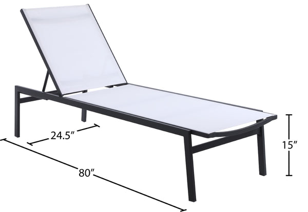 Santorini Waterproof Mesh Fabric / Aluminum Contemporary White Resilient Mesh Waterproof Fabric Outdoor Patio Aluminum Mesh Chaise Lounge Chair - 24.5" W x 80" D x 15" H
