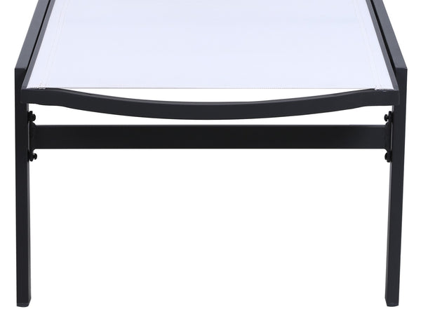 Santorini Waterproof Mesh Fabric / Aluminum Contemporary White Resilient Mesh Waterproof Fabric Outdoor Patio Aluminum Mesh Chaise Lounge Chair - 24.5" W x 80" D x 15" H