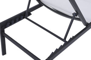 Santorini Waterproof Mesh Fabric / Aluminum Contemporary White Resilient Mesh Waterproof Fabric Outdoor Patio Aluminum Mesh Chaise Lounge Chair - 24.5" W x 80" D x 15" H