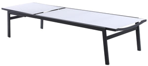 Santorini Waterproof Mesh Fabric / Aluminum Contemporary White Resilient Mesh Waterproof Fabric Outdoor Patio Aluminum Mesh Chaise Lounge Chair - 24.5" W x 80" D x 15" H