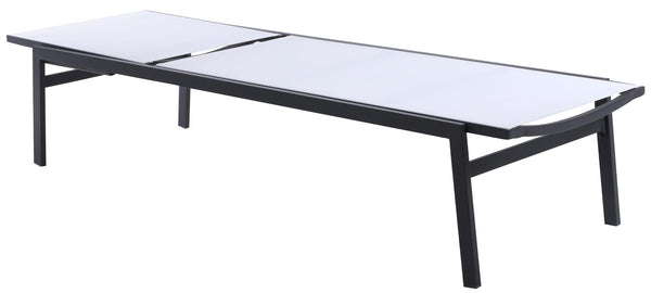 Santorini Waterproof Mesh Fabric / Aluminum Contemporary White Resilient Mesh Waterproof Fabric Outdoor Patio Aluminum Mesh Chaise Lounge Chair - 24.5" W x 80" D x 15" H