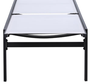 Santorini Waterproof Mesh Fabric / Aluminum Contemporary White Resilient Mesh Waterproof Fabric Outdoor Patio Aluminum Mesh Chaise Lounge Chair - 24.5" W x 80" D x 15" H