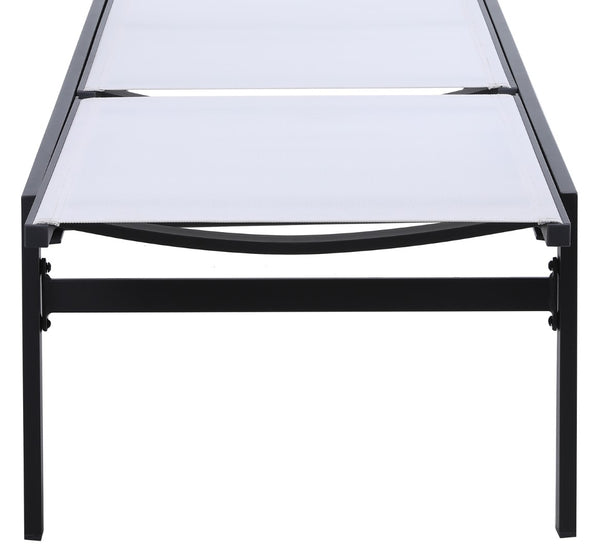 Santorini Waterproof Mesh Fabric / Aluminum Contemporary White Resilient Mesh Waterproof Fabric Outdoor Patio Aluminum Mesh Chaise Lounge Chair - 24.5" W x 80" D x 15" H