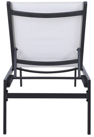 Santorini Waterproof Mesh Fabric / Aluminum Contemporary White Resilient Mesh Waterproof Fabric Outdoor Patio Aluminum Mesh Chaise Lounge Chair - 24.5" W x 80" D x 15" H