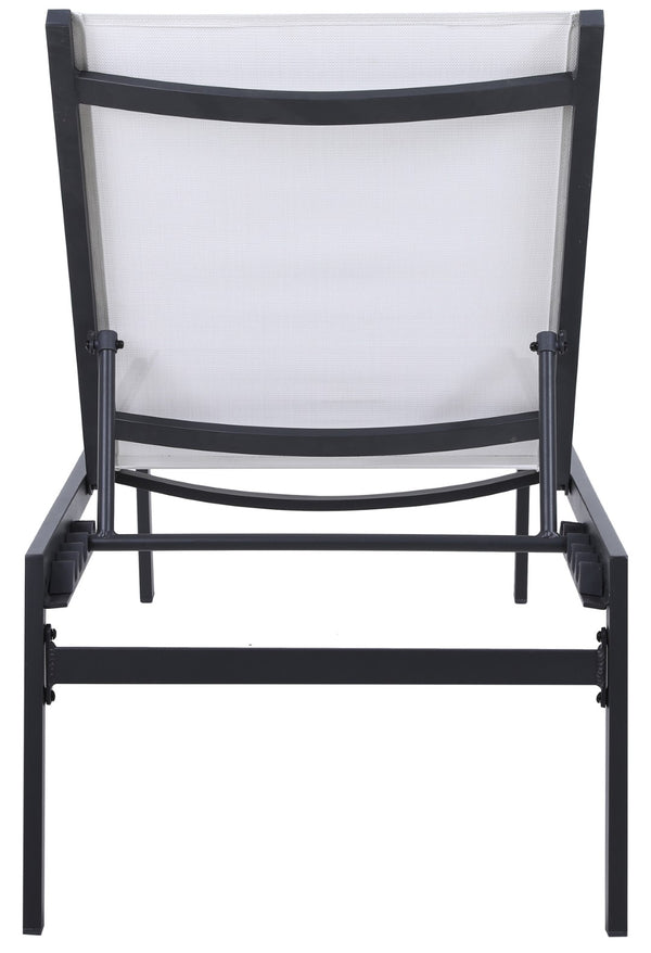 Santorini Waterproof Mesh Fabric / Aluminum Contemporary White Resilient Mesh Waterproof Fabric Outdoor Patio Aluminum Mesh Chaise Lounge Chair - 24.5" W x 80" D x 15" H