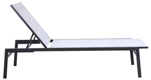 Santorini Waterproof Mesh Fabric / Aluminum Contemporary White Resilient Mesh Waterproof Fabric Outdoor Patio Aluminum Mesh Chaise Lounge Chair - 24.5" W x 80" D x 15" H