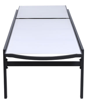 Santorini Waterproof Mesh Fabric / Aluminum Contemporary White Resilient Mesh Waterproof Fabric Outdoor Patio Aluminum Mesh Chaise Lounge Chair - 24.5" W x 80" D x 15" H