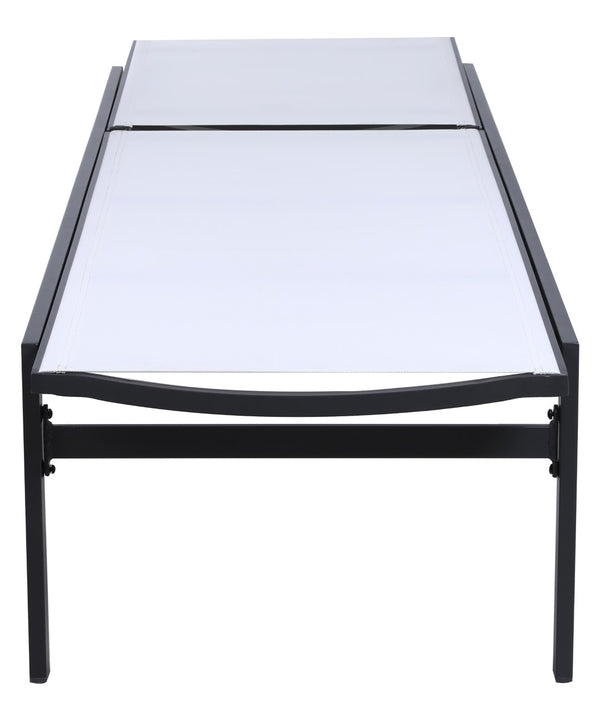 Santorini Waterproof Mesh Fabric / Aluminum Contemporary White Resilient Mesh Waterproof Fabric Outdoor Patio Aluminum Mesh Chaise Lounge Chair - 24.5" W x 80" D x 15" H