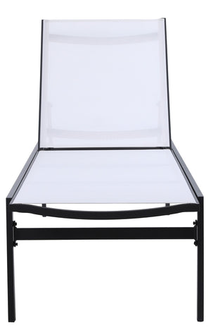 Santorini Waterproof Mesh Fabric / Aluminum Contemporary White Resilient Mesh Waterproof Fabric Outdoor Patio Aluminum Mesh Chaise Lounge Chair - 24.5" W x 80" D x 15" H
