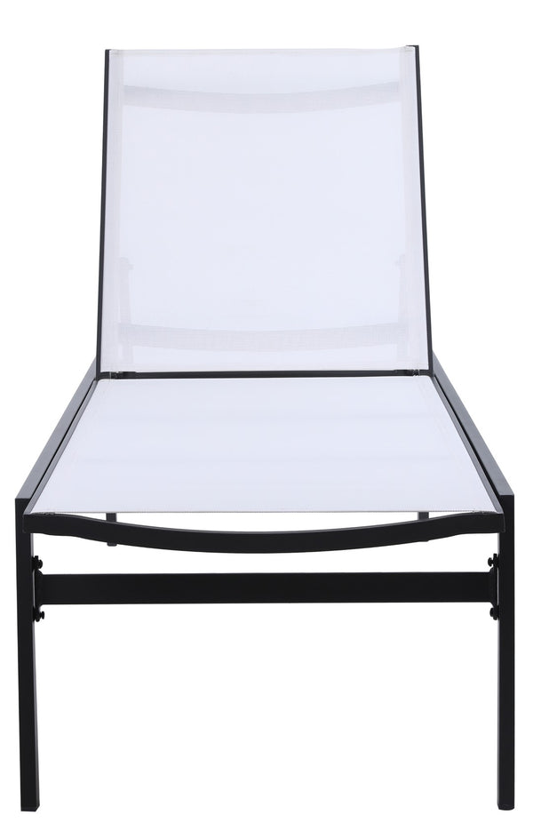 Santorini Waterproof Mesh Fabric / Aluminum Contemporary White Resilient Mesh Waterproof Fabric Outdoor Patio Aluminum Mesh Chaise Lounge Chair - 24.5" W x 80" D x 15" H