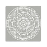 Boho White Mandala on a Grey Canvas Wall Art