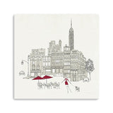 NYC Café Line Work with Red Accents Canvas Wall Art