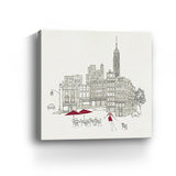 30" NYC Café Line Work with Red Accents Canvas Wall Art