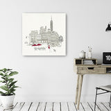 40" NYC Café Line Work with Red Accents Canvas Wall Art