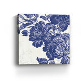 30" Blue Toile Rose Canvas Wall Art