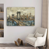 36" Vintage Inspired NYC city skyline Canvas Wall Art