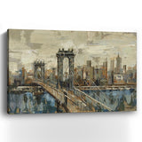 48" Vintage Inspired NYC city skyline Canvas Wall Art