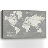 36" Minimalist World Map Canvas Wall Art