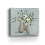 20" Pretty Bohemian Flowers in Ceramic Vases Canvas Wall Art