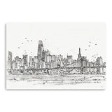 Monochrome City Skyline Sketch Canvas Wall Art