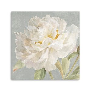 20" Angelic White Peony Flower Canvas Wall Art