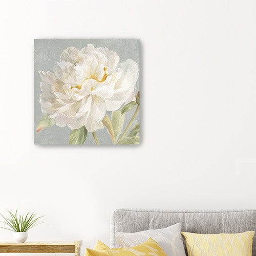 30" Angelic White Peony Flower Canvas Wall Art