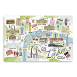 24" Fun Illustrated London Map Canvas Wall Art