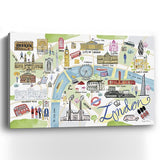 36" Fun Illustrated London Map Canvas Wall Art