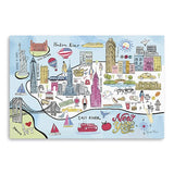 24" Fun Illustrated NYC Map Canvas Wall Art