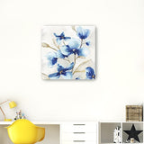 40" x 40" Watercolor Shades of Blue Floral Canvas Wall Art