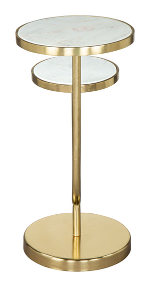 Zuo Modern Marc Marble, Iron Modern Commercial Grade Side Table White, Gold Marble, Iron