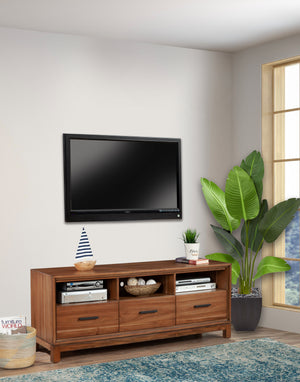 Nova TV Console in Honey Maple - Fully Assembled Mahogany with Dovetail Drawers & Cord Management