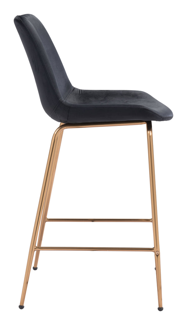 Zuo Modern Tony 100% Polyester, Plywood, Steel Modern Commercial Grade Counter Stool Black, Gold 100% Polyester, Plywood, Steel