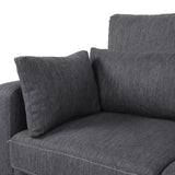 Roselle Contemporary 3 Seater Fabric Sofa, Charcoal and Espresso Noble House