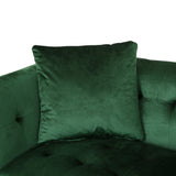 Chopline Modern Glam 3 Seater Velvet Sofa, Emerald and Silver Noble House