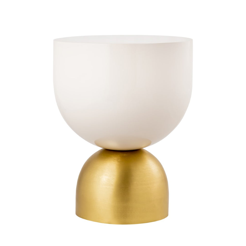 Pasargad Calista Iron Round Side Table, Brass - Ivory - Small Sofa End Table Indoor Accent Table - Table for Living Room, Bedroom - Luxury Room Office PRR-014-PASARGAD