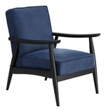 English Elm EE2613 100% Polyester, MDF, Rubberwood Mid Century Commercial Grade Arm Chair Blue, Black 100% Polyester, MDF, Rubberwood